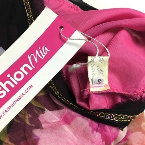 BOHO Dress Sheer Floral Flowers Sleeveless Glitter Metallic V Neck Size Small - Picture 4 of 8